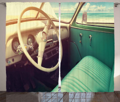 Vintage Car at the Seaside Curtain