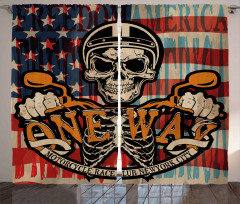 Biker Skull American Flag Curtain