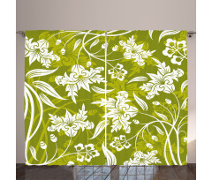 Green Flower Pattern Curtain