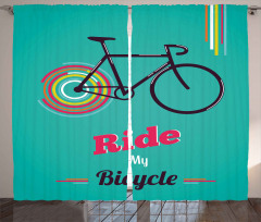 Retro Bicycle Design Curtain