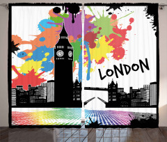 Colorful London City View Curtain