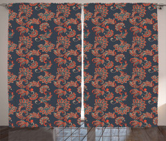 Oriental Floral Swirl Curtain