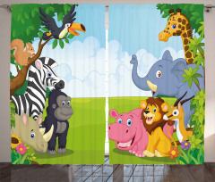 Kids Safari Animals Curtain