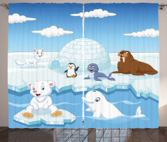 Polar Bears Seal Penguins Curtain