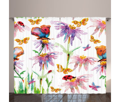 Flower Butterfly Bug Curtain