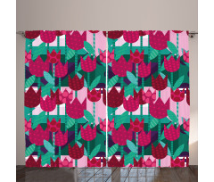 Abstract Tulips Flowers Curtain