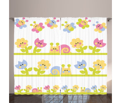 Colorful Cartoon Garden Curtain