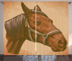 Engraving Horse Head Curtain