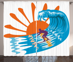 Hot Beach Vibes Surfer Curtain