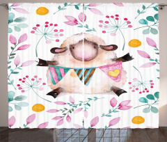 Watercolor Cartoon Sheep Curtain