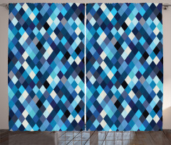 Blue Toned Hexagons Curtain