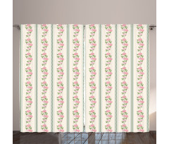 Flower Roses Buds Swirls Curtain