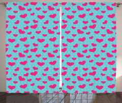 Pink Heart on Polka Dots Curtain