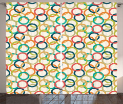 Colorful Doodle Circles Curtain