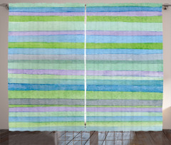 Watercolor Stripes Artwork Curtain