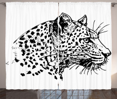 Jaguar Sketch Wildlife Curtain