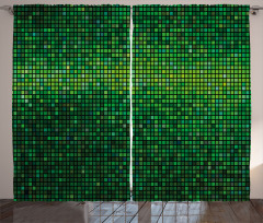Digital Mosaic Pixel Grid Curtain