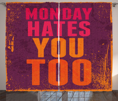 Monday Hates You Too Words Curtain