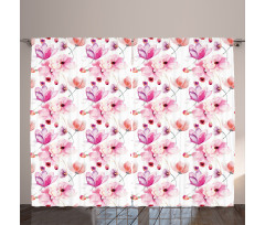 Watercolor Spring Blooms Curtain