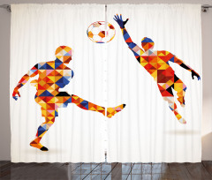 Colorful Footballers Curtain