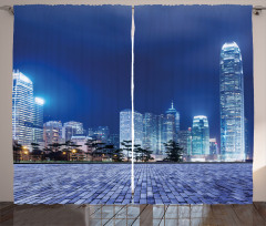 Hong Kong Skyline Night Curtain