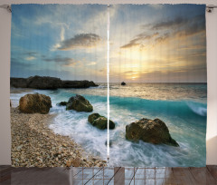 Seascape Sunrise Waves Curtain