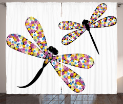 Dragonflies Black Body Curtain