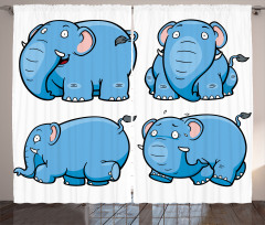 Cartoon Elephants Curtain
