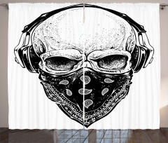 Gothic Skull Headphones Curtain