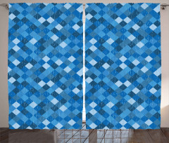 Diagonal Checked Pattern Curtain