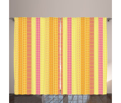 Flower Stars Stripes Motif Curtain