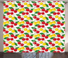Graphic Colored Cherries Curtain