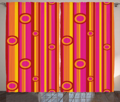 Stripes Circles Vibrant Curtain