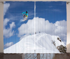 Snowboarder Mountaintop Curtain