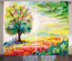 Colorful Rural Scenery Curtain