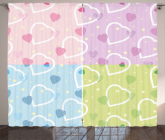 Hearts Dots Colorful Curtain