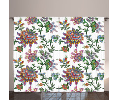 Vintage Floral Ornaments Curtain