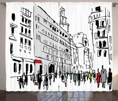 Ink Cityscape Street View Curtain