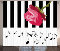Red Rose on the Piano Curtain