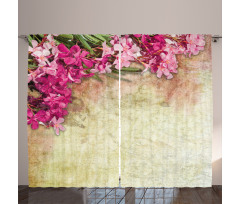 Vintage Oleander Flowers Curtain
