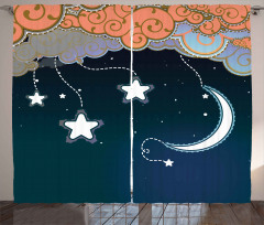 Clouds Stars and Moon Curtain