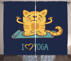 Cat Lotus Position Curtain