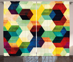 Rhombus Pattern Grunge Curtain