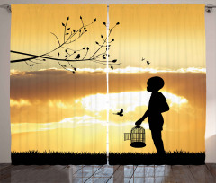Child with a Bird Cage Curtain