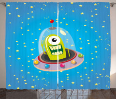 Comic UFO and Alien Curtain