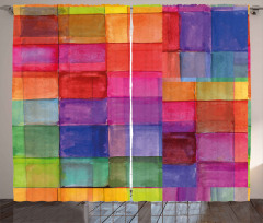 Rainbow Colors Squares Curtain