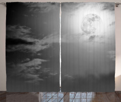 Full Moon and Clouds Curtain