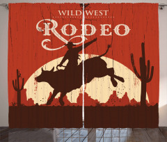 Rodeo Cowboy Rides Bull Curtain