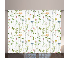 Herb Flowers Watercolors Curtain