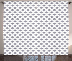 Grey Squares Flowers Curtain